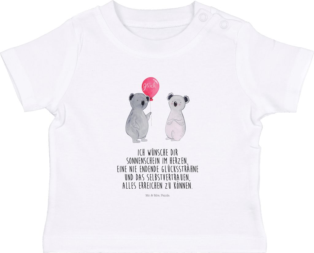 Mr. & Mrs. Panda Organic Baby Shirt Koala Luftballon 12. - 18. Monat - Weiß - Geschenk, Party, Baumwollshirt, Oberteil, Kinder T-Shirt, Geburtstag...