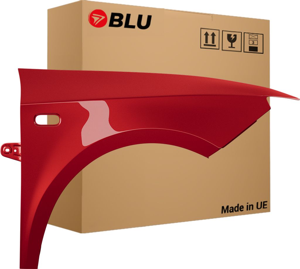 BLU Kotflügel Passend für Seat Ibiza (6J - IV 4. Generation) LS3X Rechts Rot Rot Rumbi | 2008-2017 | Vorderseite Vorne | Lackiert | Einbaufertig
