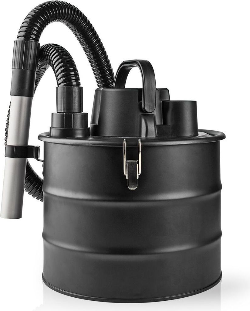 A black wet/dry vacuum cleaner is shown against a white background.