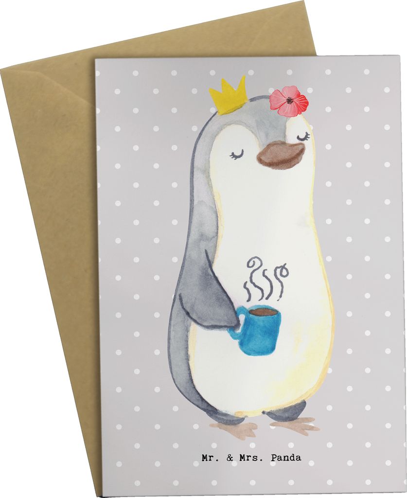Mr. & Mrs. Panda Glückwunschkarte Abteilungsleiterin Herz - Grau Pastell - Geschenk, osterkarte, Montagmorgen, Teamleiterin, Morgens, osterkarten,...