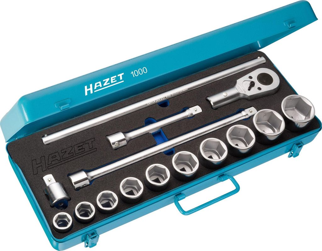 Hazet Steckschlüssel Satz 3/4 (20 mm) Vierkant hohl, Außen Sechskant, 15-tlg., 22, 24, 27, 30, 32, 36, 38, 41, 46, 50