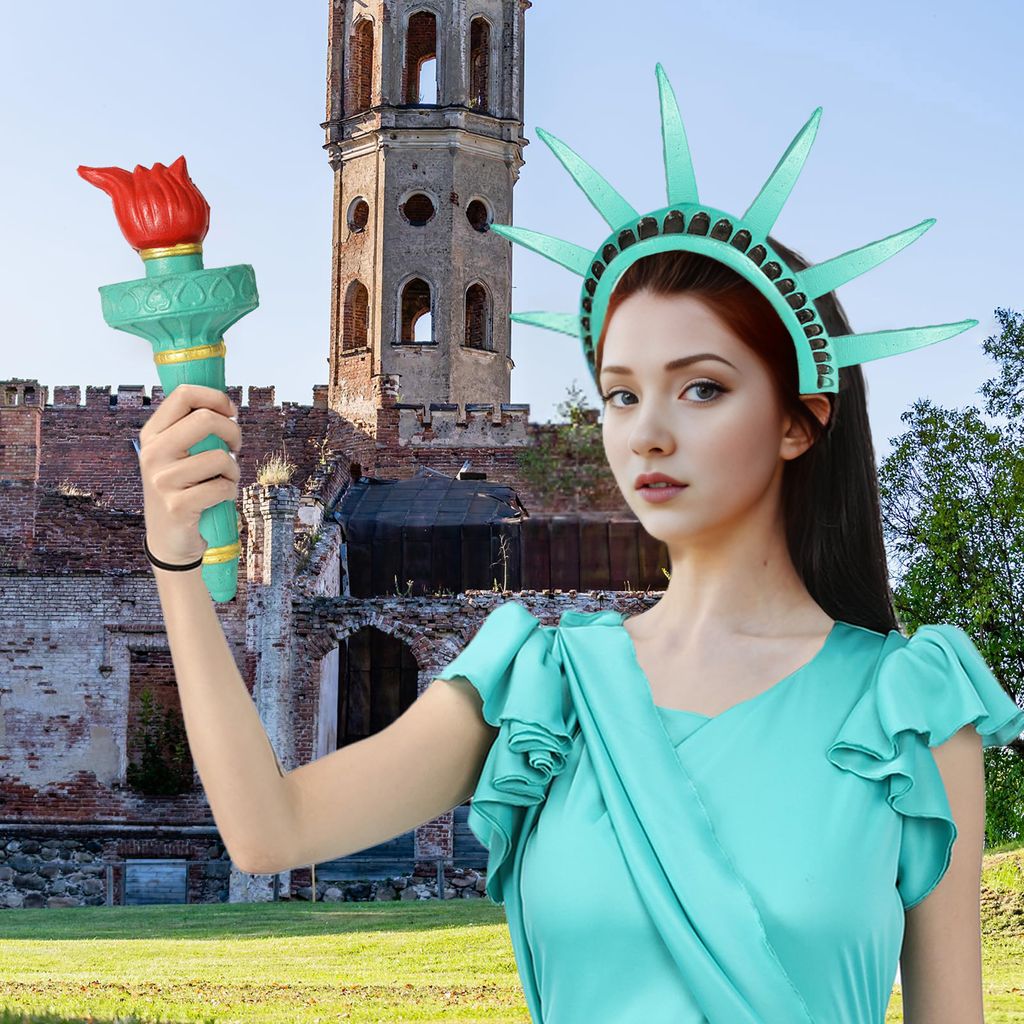Freiheitsstatue Tiara Haarreif – 2 Stück Patriotische Party-Deko