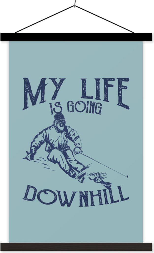 MuchoWow Textilposter Jahrgang - Ski - Schnee 60x90 cm mit schwarzem Rahmen - Poster Wohnzimmer