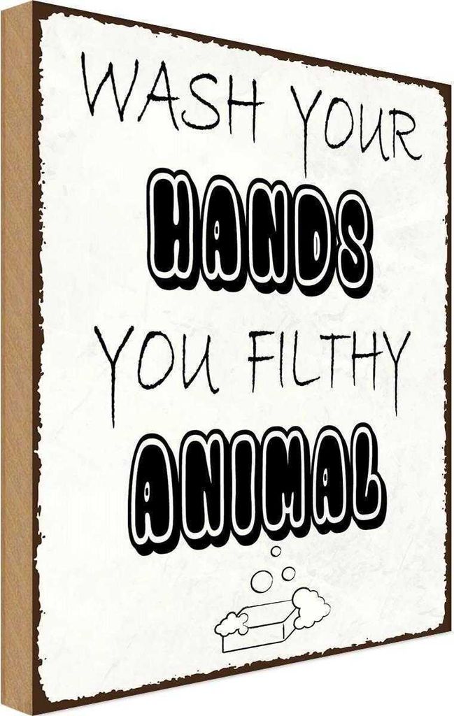 vianmo Holzschild 18x12 cm wash your hands filthy animal Warnschild Hinweisschild