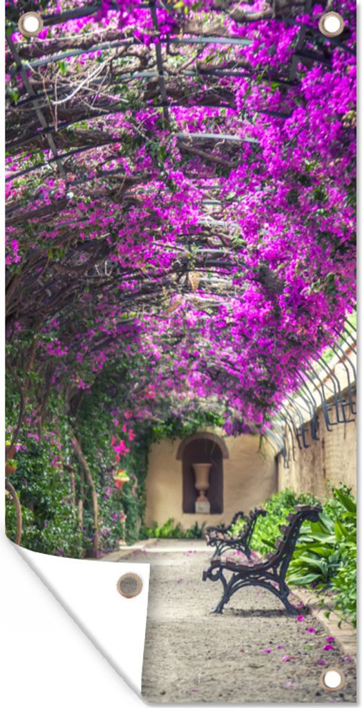 MuchoWow 40x80 cm Outdoor-Poster Gartendeko Sichtschutz Garten Poster für den Garten Tunnelartige Pergola