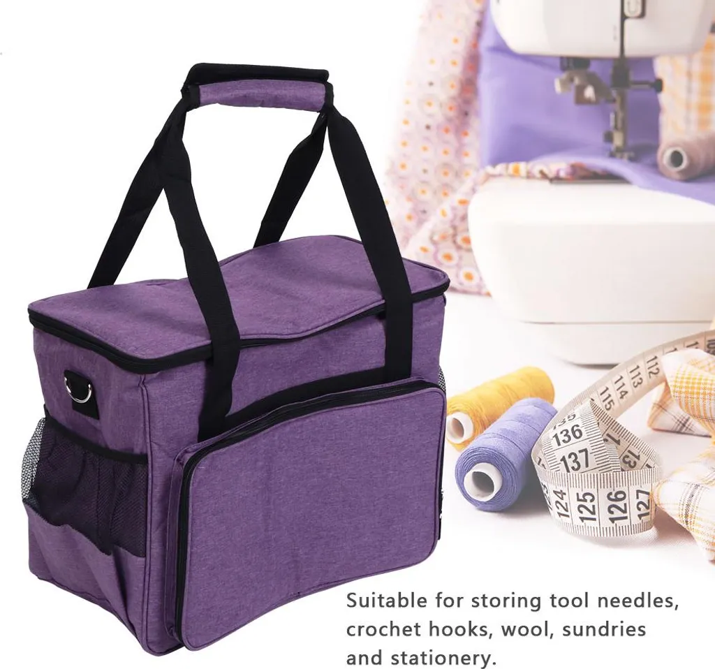 Housse de protection violette avec compartiments pour couture et loisirs - 6