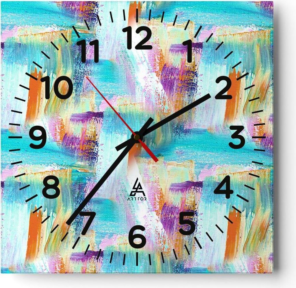 Wanduhr - Quadrat - Glasuhr - Abstraktion modern - 40x40cm - Schleichendes Uhrwerk - Lautlos - zum Aufhängen bereit - Dekoration Modern - Wanddeko...