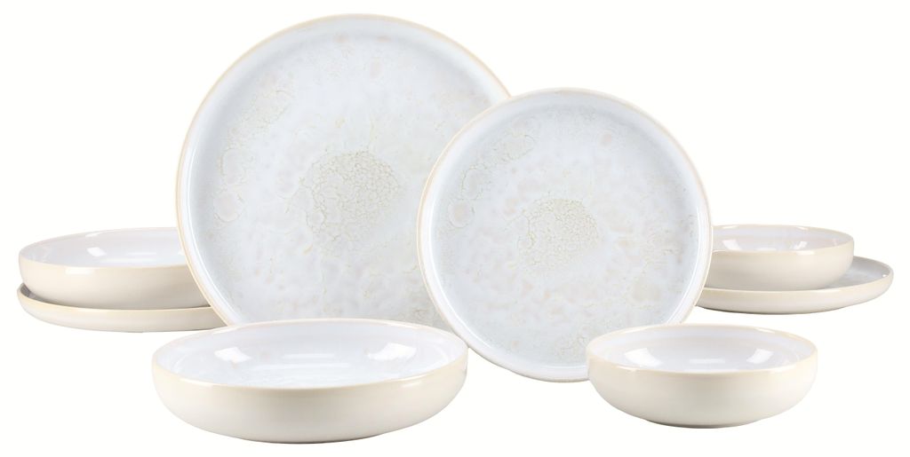 CreaTable, 25395, Yuki Weiss, Tellerset 8-tlg, Steinzeug Produktbild 