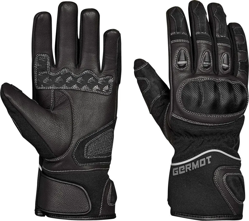 Gants moto cuir et textile Germot Miami Pro Noir M haute sécurité
