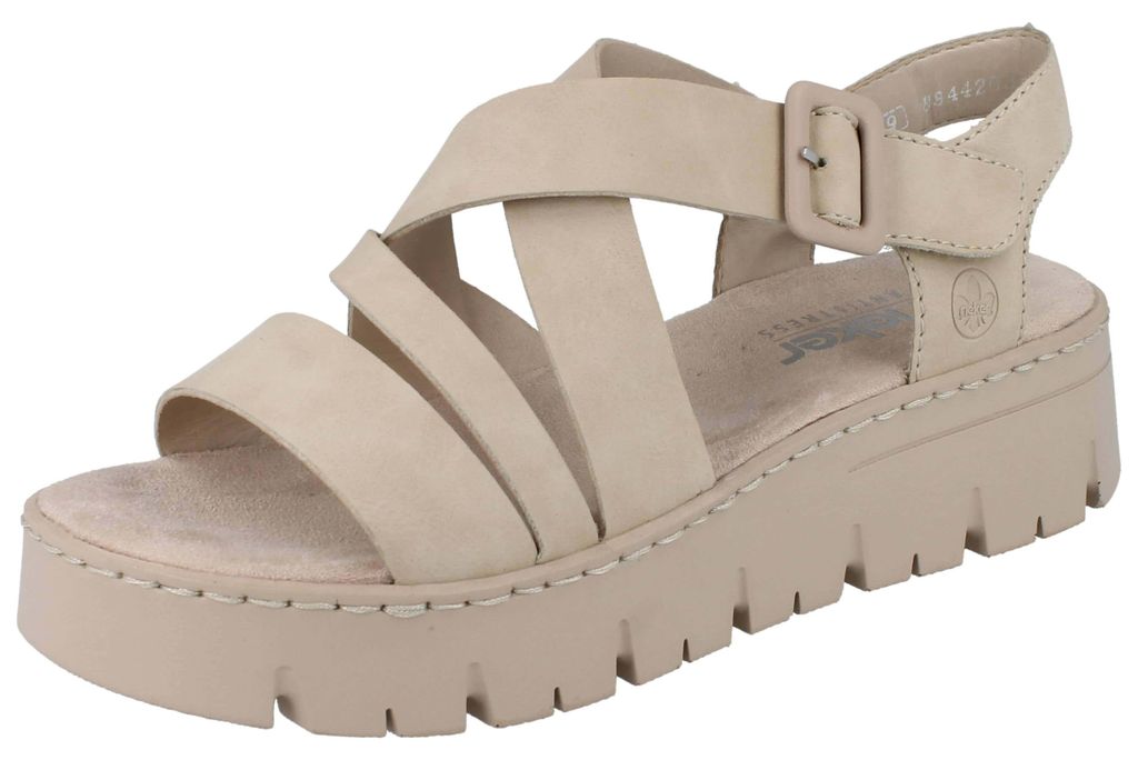 Rieker, sandalo con plateau da donna, beige Immagine del prodotto 