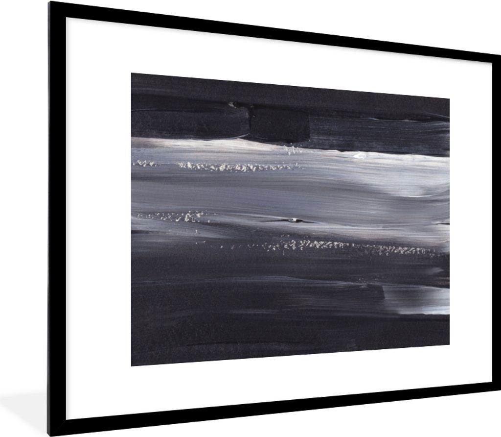 MuchoWow Gerahmtes Poster Farbe - Abstrakt - Schwarz 80x60 cm - Poster mit Schwarzem Bilderrahmen Wandposter Rahmen Foto Bilder - Schlafzimmer-De...