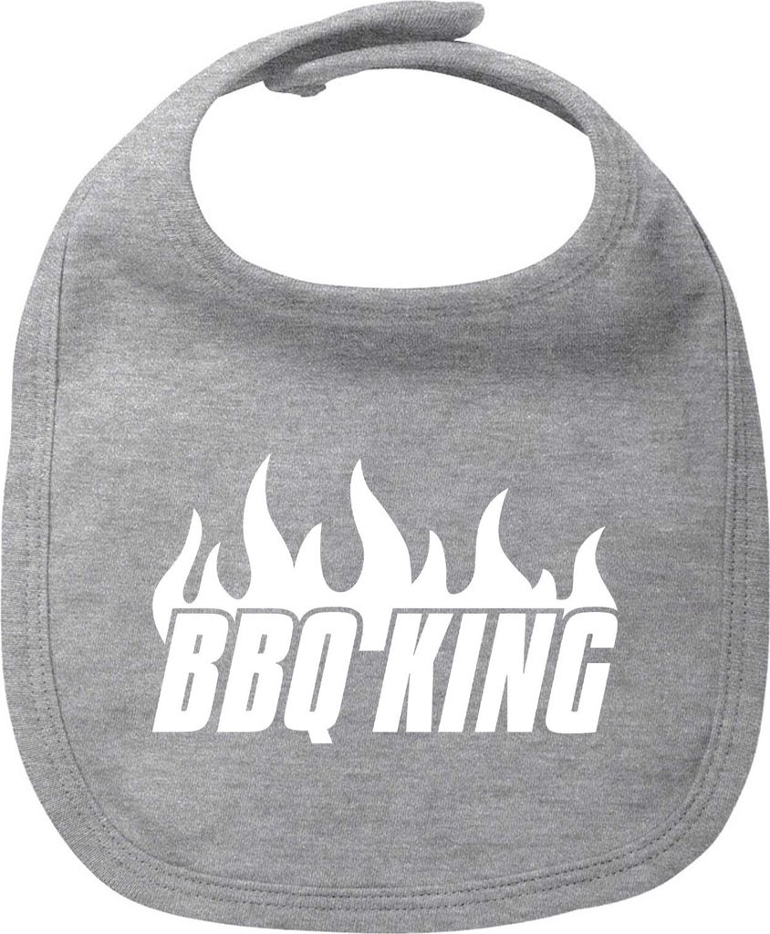 Huuraa Baby Lätzchen BBQ King Flammen Heather Grey Klettverschluss Baumwolle Latz Geschenkidee