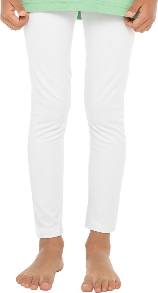 Celodoro Kinder Leggings, stretchige Jersey Hose aus Baumwolle - Weiss 122-128