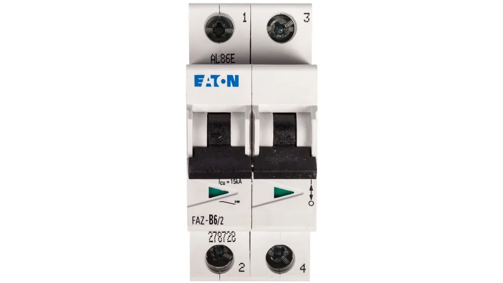 Eaton FAZ-B6/2 Disjoncteur courbe B 2 pôles 6A haute capacité de coupure