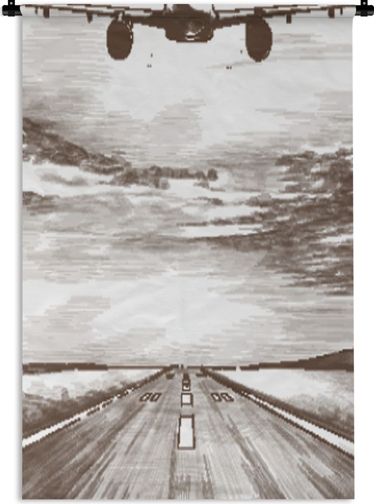 MuchoWow Wandteppich Wandbehang Flugzeug - Luft - Schwarz - Weiß 90x135 cm Tapisserie Dekoration Wandtuch - Baumwolle - Wandskulptur