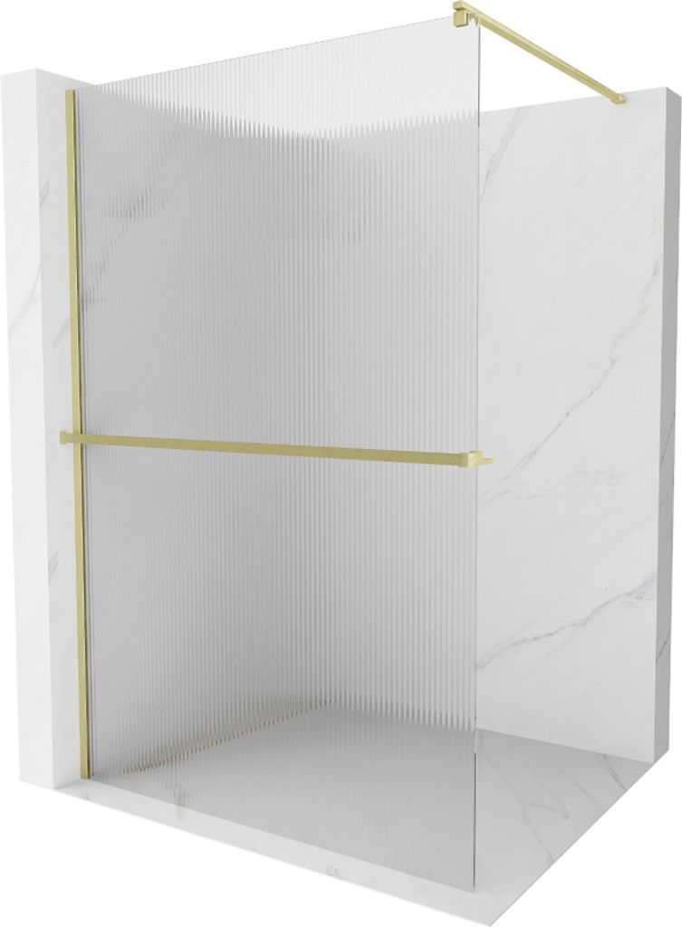 Mexen Kioto+ Duschwand mit Regal Walk-in 100 x 200 cm, klar, gebürstetes Gold - 800-100-121-55-09