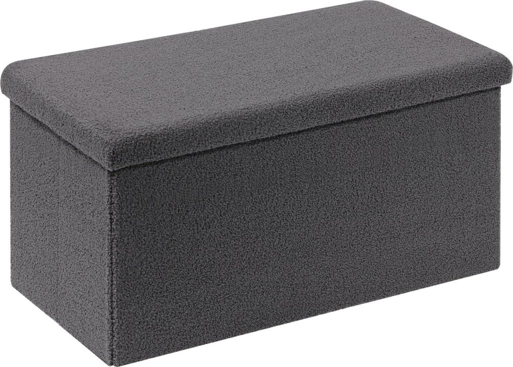 Bank mit Aufbewahrungsraum, faltbare Bank, samtige Fußbank Kisten Aufbewahrungsbox mit Deckel, grau, 80 x 40 x 40 cm