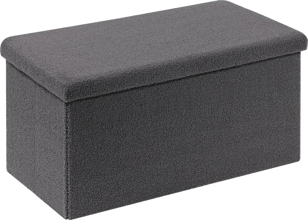 Coffre de rangement velours gris 80cm - Banc pliable pour salon et chambre