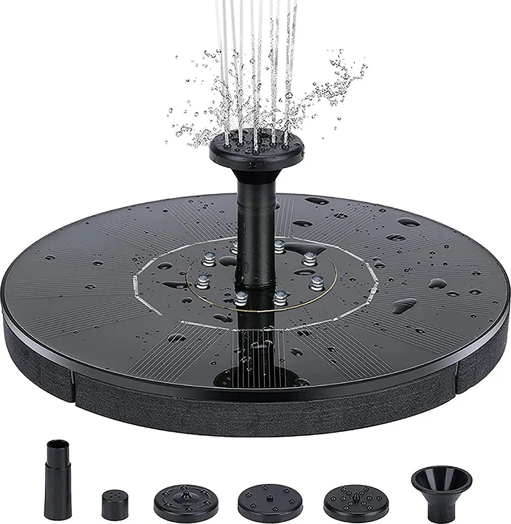 Pompe de fontaine solaire flottante 18cm avec jet d'eau LED multicolore