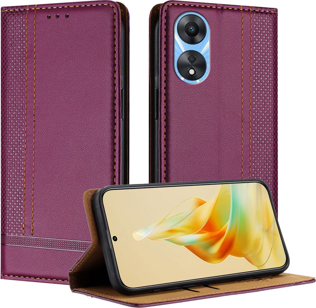 Handyhülle für OPPO A78 5G Leder Flip Klappbare Schutzhülle mit Standfunktion Lila