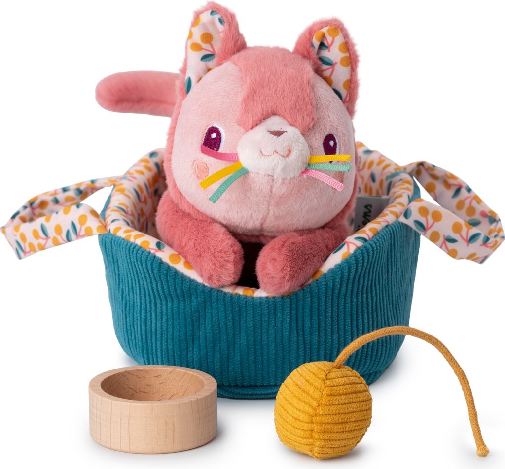 Lilliputiens Katze Kuscheltier Jeanne mit Körbchen - interaktives Spielzeug