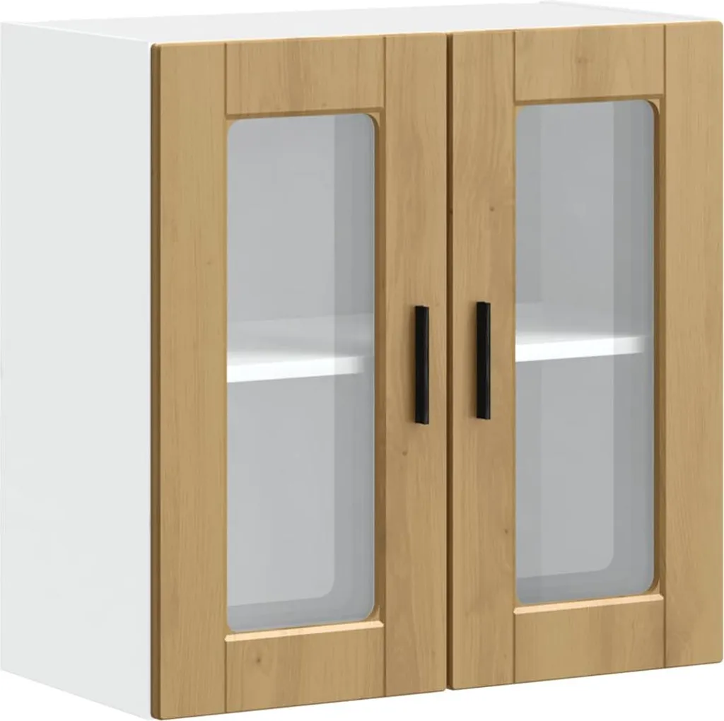 vidaXL Pensile da cucina con anta in vetro Porto Artisan oak
