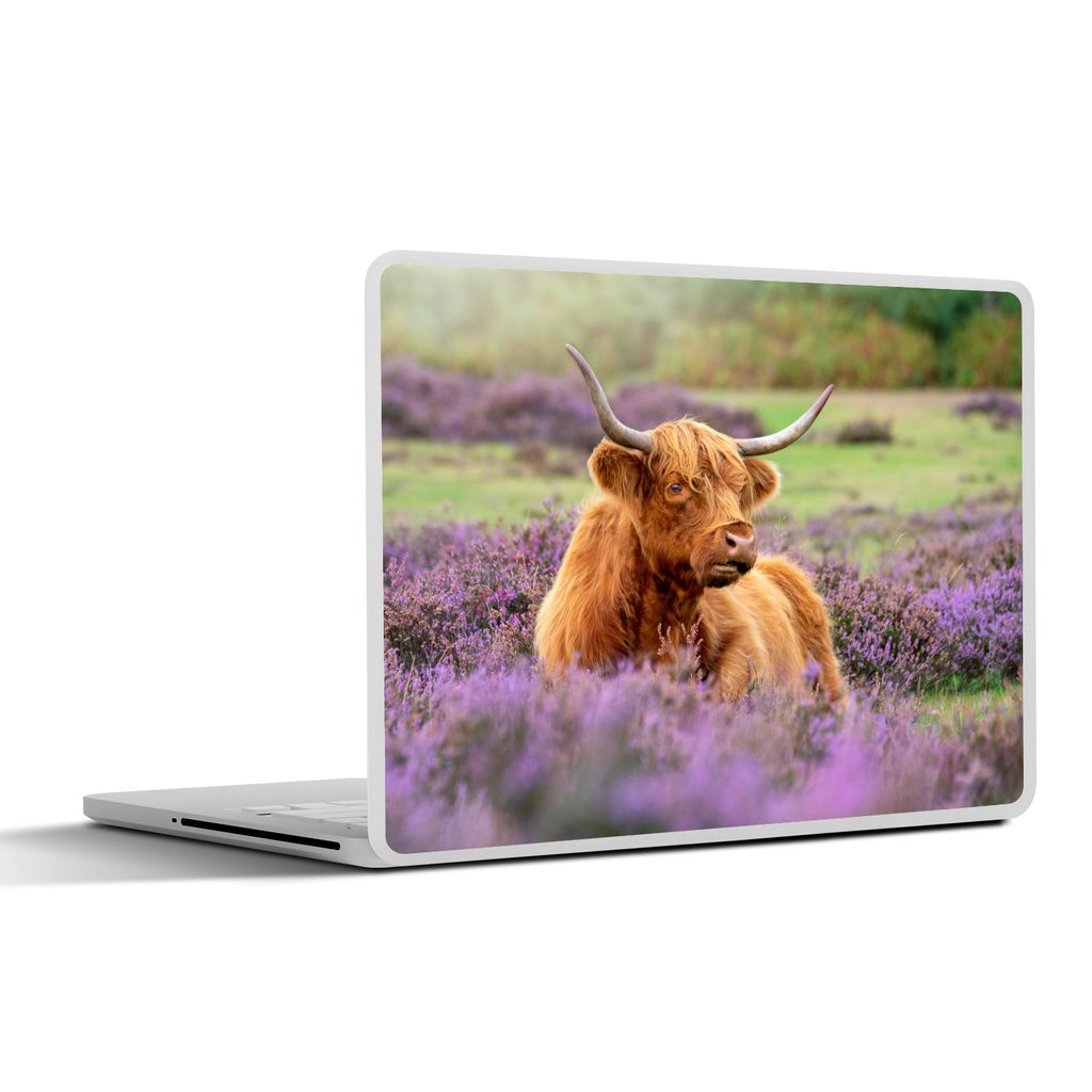 MuchoWow Laptop Aufkleber Sticker Cover Schottischer Highlander - Braun - Büsche 30x22 cm - Laptop-Sticker