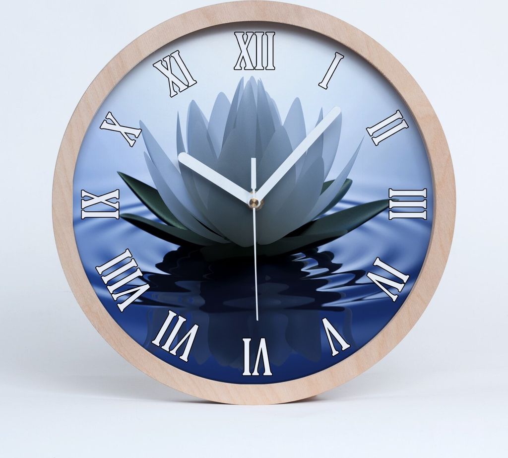 Holzuhr 25fi cm wanduhr - weiße Spitzen - Seerose