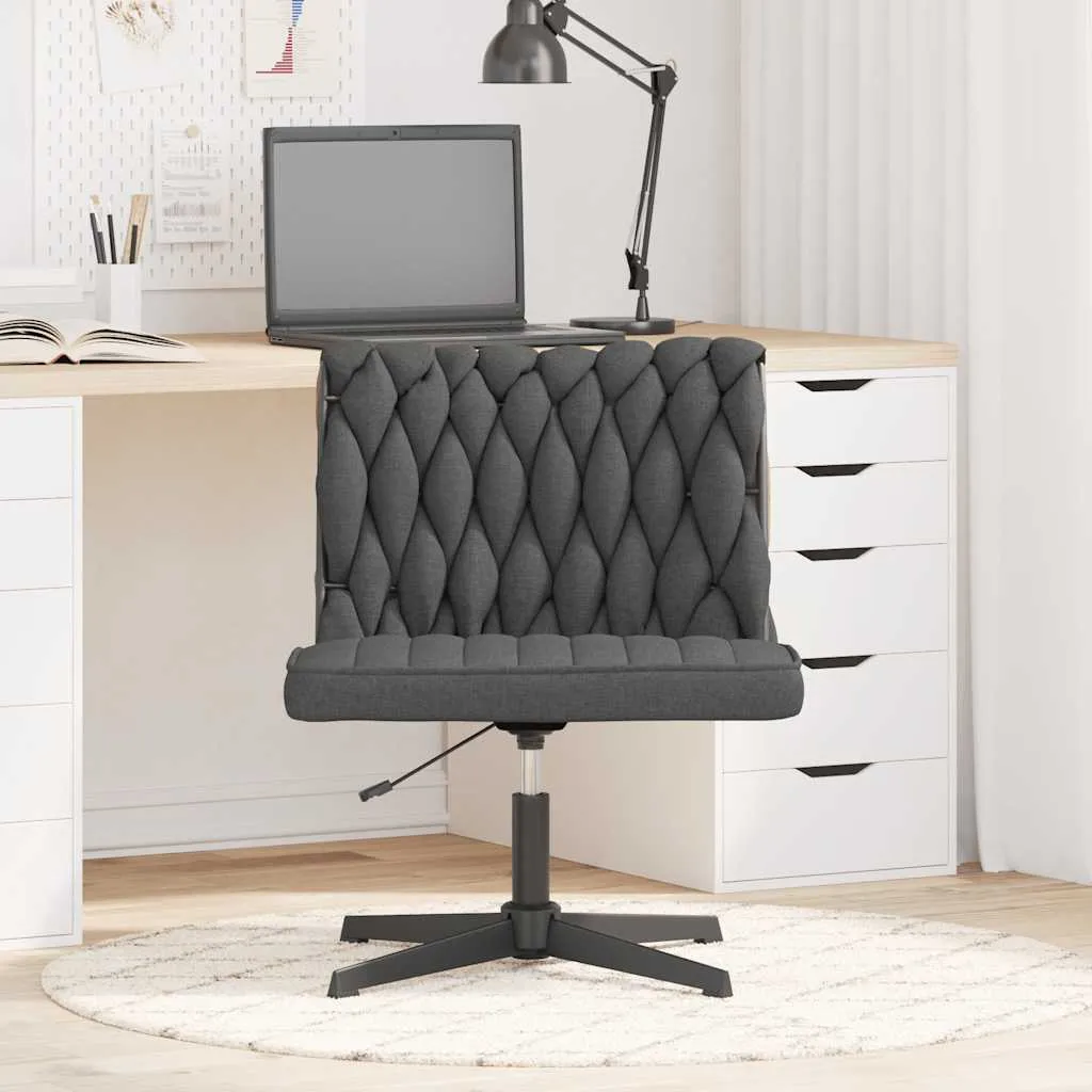 SOLAO LIFE Sedia Ufficio Imbottita Girevole Vintage - Scrivania Regolabile In Altezza Con Meccanismo A Dondolo, Tessuto Grigio Scuro, Base In Acciaio