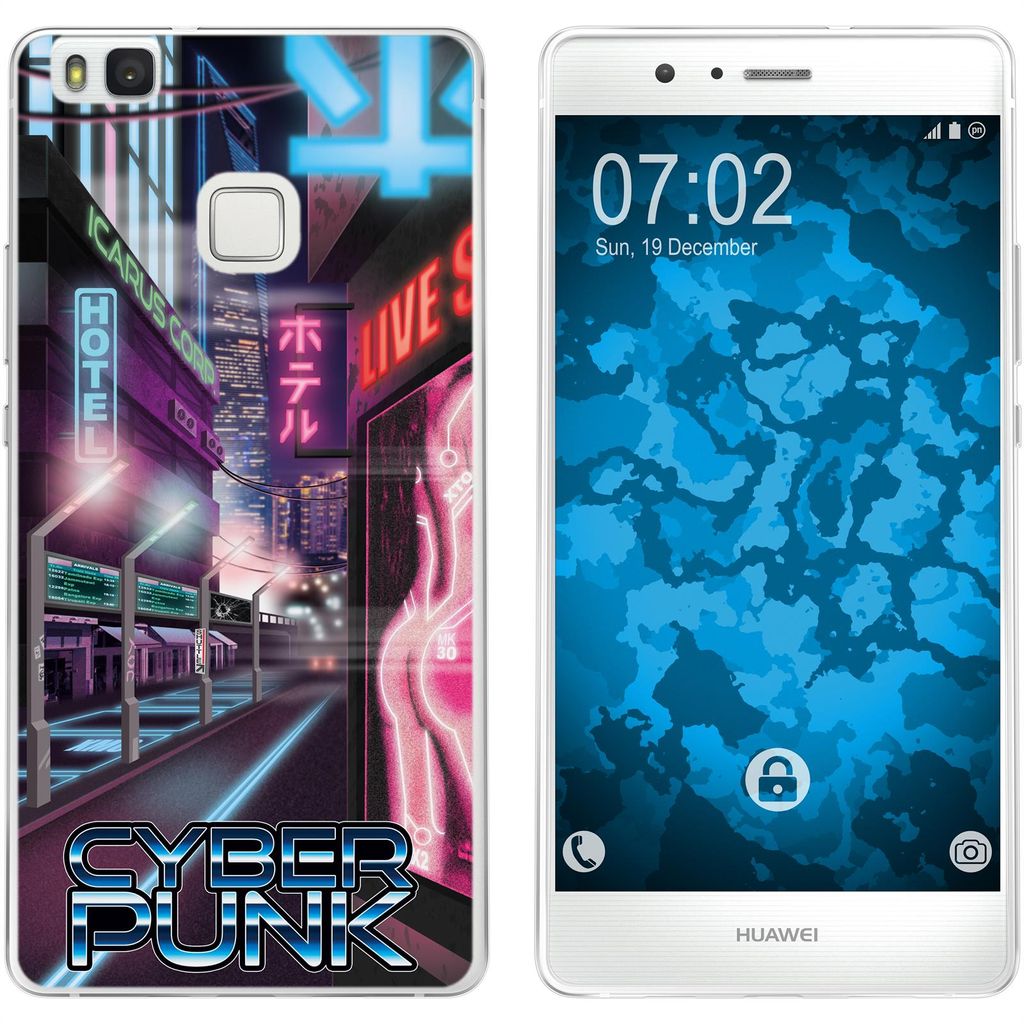PhoneNatic Case kompatibel mit Huawei P9 Lite Silikon-Hülle Retro Wave Cyberpunk.01 M4