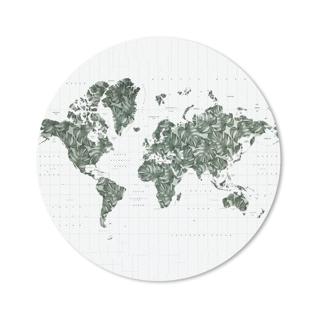 MuchoWow Mauspad Mousepad Weltkarte - Grün - Blätter 20x20 cm - Mousepads - Maus Mat - Pad - Mausunterlage - Schreibtischmatte