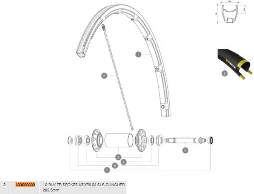Rayons Mavic Ksyrium SLS SLE Pro Exalith 283,5 mm Noir - Lot de 10 unités