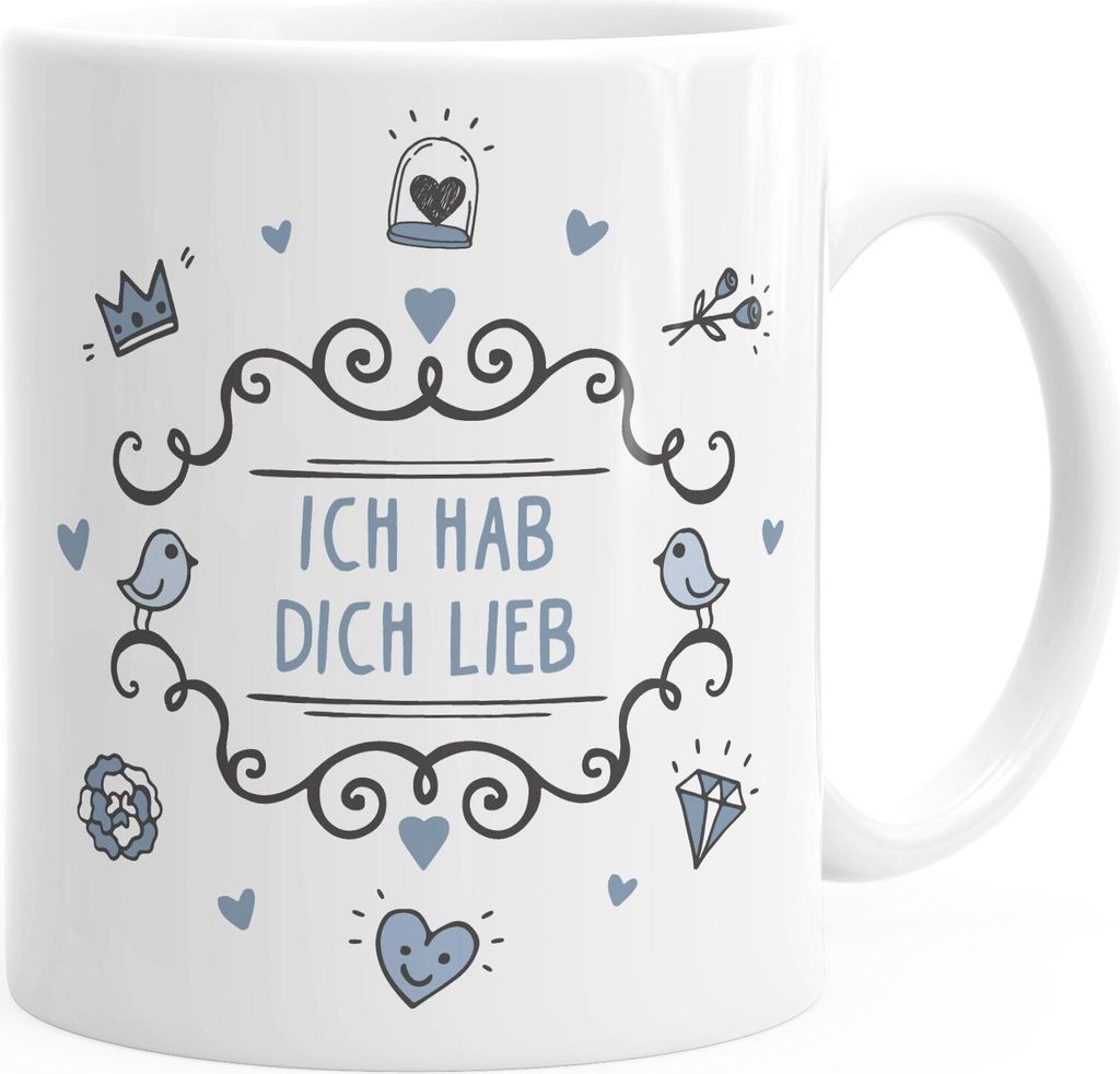 Kaffeetasse mit Botschaft Geschenk Weihnachten Geburtstag Muttertag Dankeschön Präsent Überraschung Moonworks Ich hab dich lieb weiß Keramik-...
