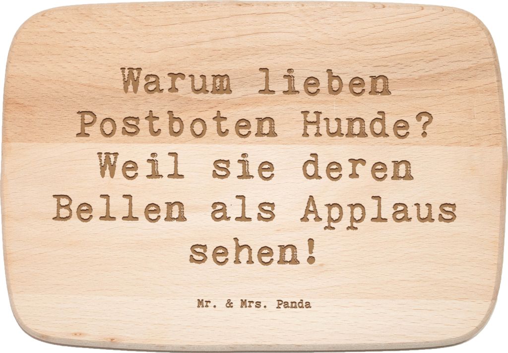 Mr. & Mrs. Panda Holzschneidebrett Spruch Postbote Hundeliebe - Transparent - Geschenk, Berufsalltag, Frühstücksbrettchen, Applaus, schneidebrett...