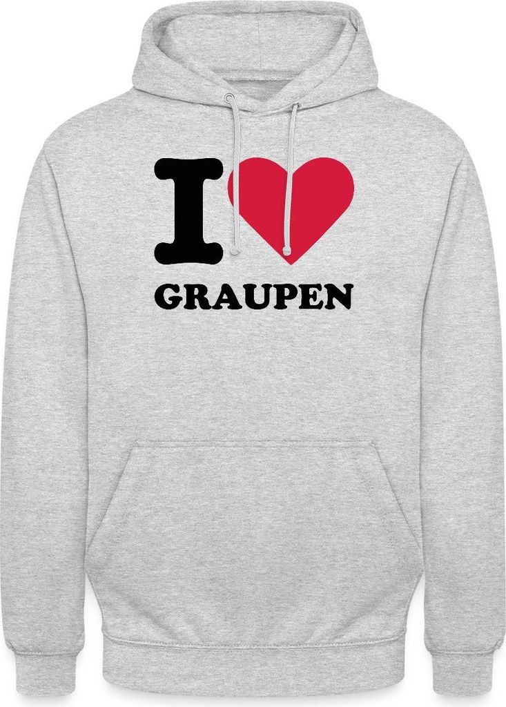 Spreadshirt Stromberg Mit Spruch I Love Graupen Uni Hoodie, L, Hellgrau meliert