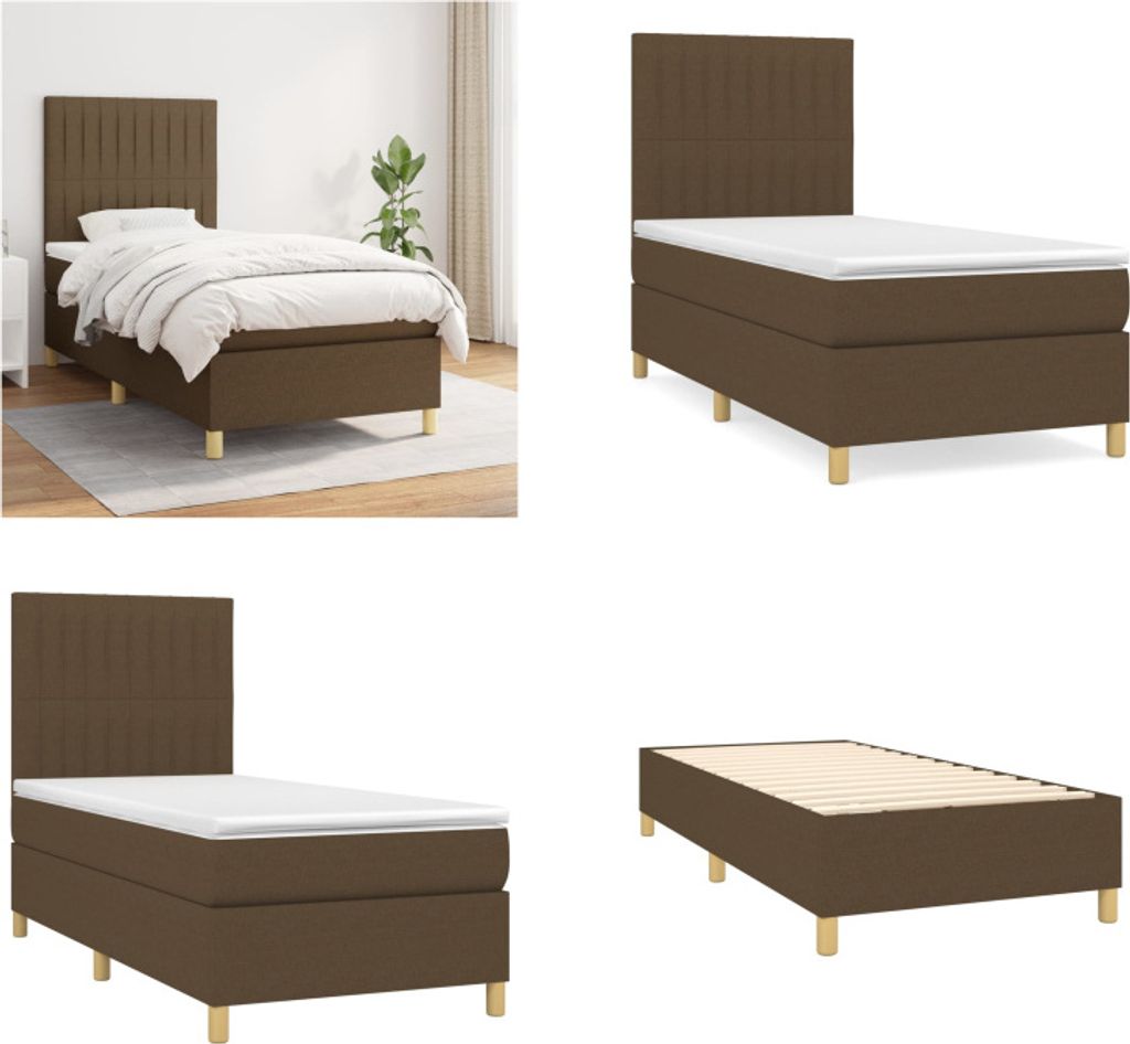 vidaXL Boxspringbett mit Matratze Dunkelbraun 80x200 cm Stoff - Boxspringbett - Boxspringbetten - Bett - Schlafzimmermöbel