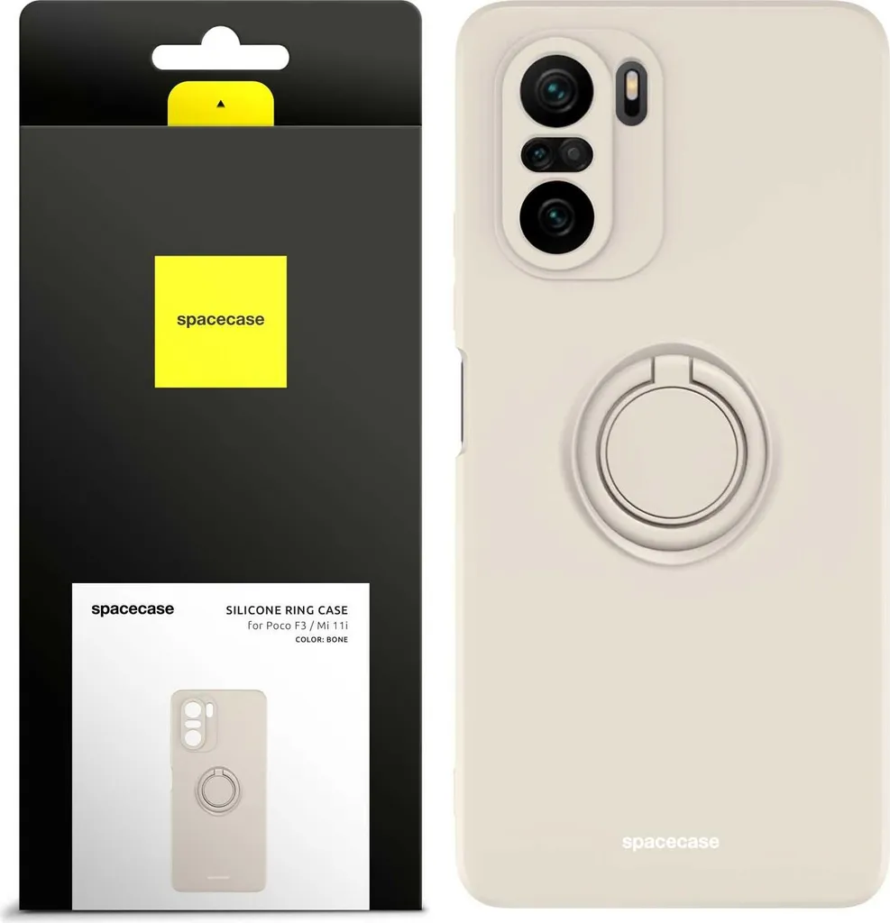 Cover Silicone Ring Poco F3 Mi 11i Beige - Protezione 360 Gradi