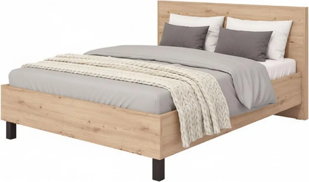Lit adulte 160x200 Coazze chêne marron, idéal pour chambre parentale