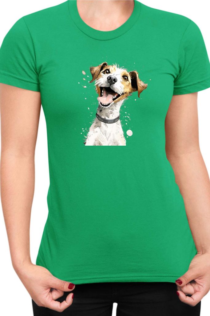 Damen T-Shirt Funny Dogs Breeds Jack Russel Terrier Dog Breed, Lady L / Grün