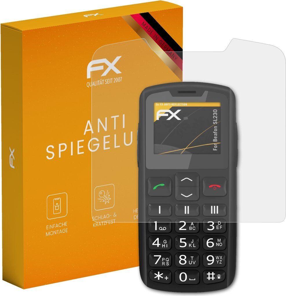 atFoliX FX-Antireflex 3x Schutzfolie kompatibel mit Beafon SL230 Displayfolie