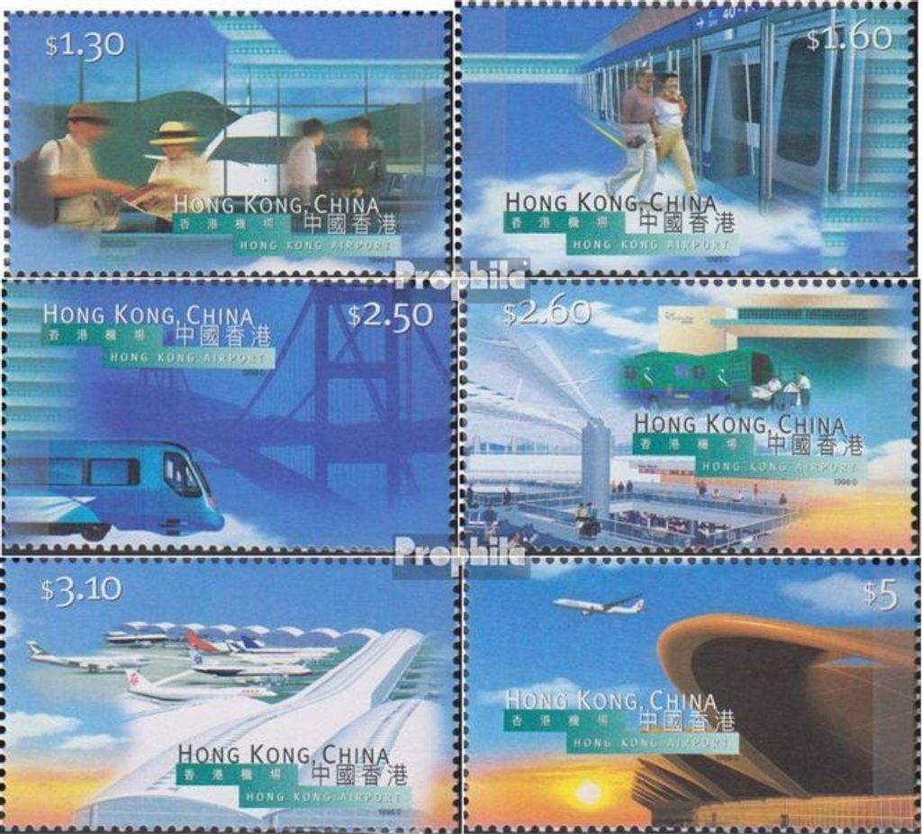 Briefmarken Hongkong 1998 Mi 843-848 (kompl.Ausg.) postfrisch Eröffnung Flughafen Check Lap Kok