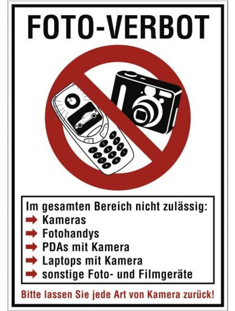 Dreifke Aufkleber FOTO-VERBOT, Kombischild, Folie, 210x297 mm