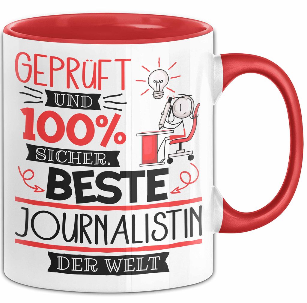 Beste Journalistin Der Welt Tasse Geschenk für Eine Journalistin Und Sicher Geschenkidee Geburtstag Weihnachten (Rot)