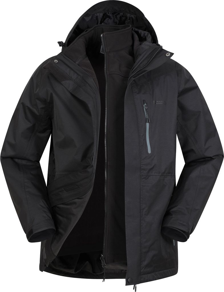 Mountain Warehouse - "Bracken Extreme" Jacke, wasserfest 3 in 1 für Herren MW3775 (S) (Schwarz)