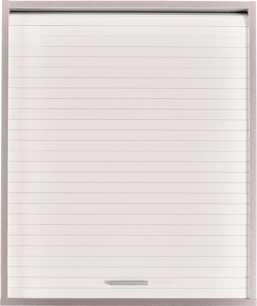 SIMMOB Küchenschrank Schrank Oberschrank Hängeschrank mit Rollladentür B 60 cm, Farbe:Aluminium-Weiß
