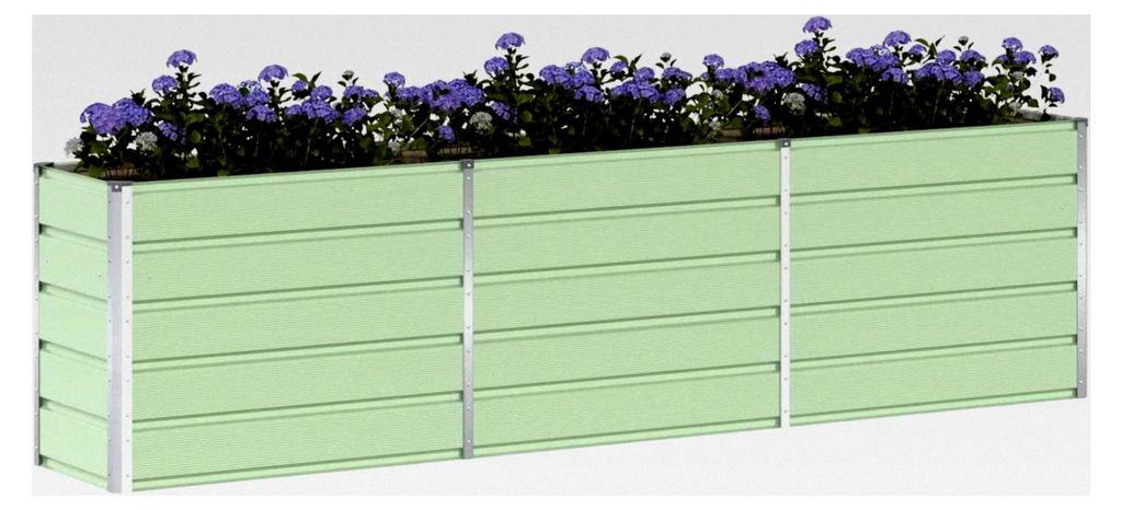 Blumenkästen, pastellgrün, 480 x 50 x 45 cm, verzinkter Stahl, Hochbeet, Pflanzkübel für Blumen, Sukkulenten, Terrasse, Balkon