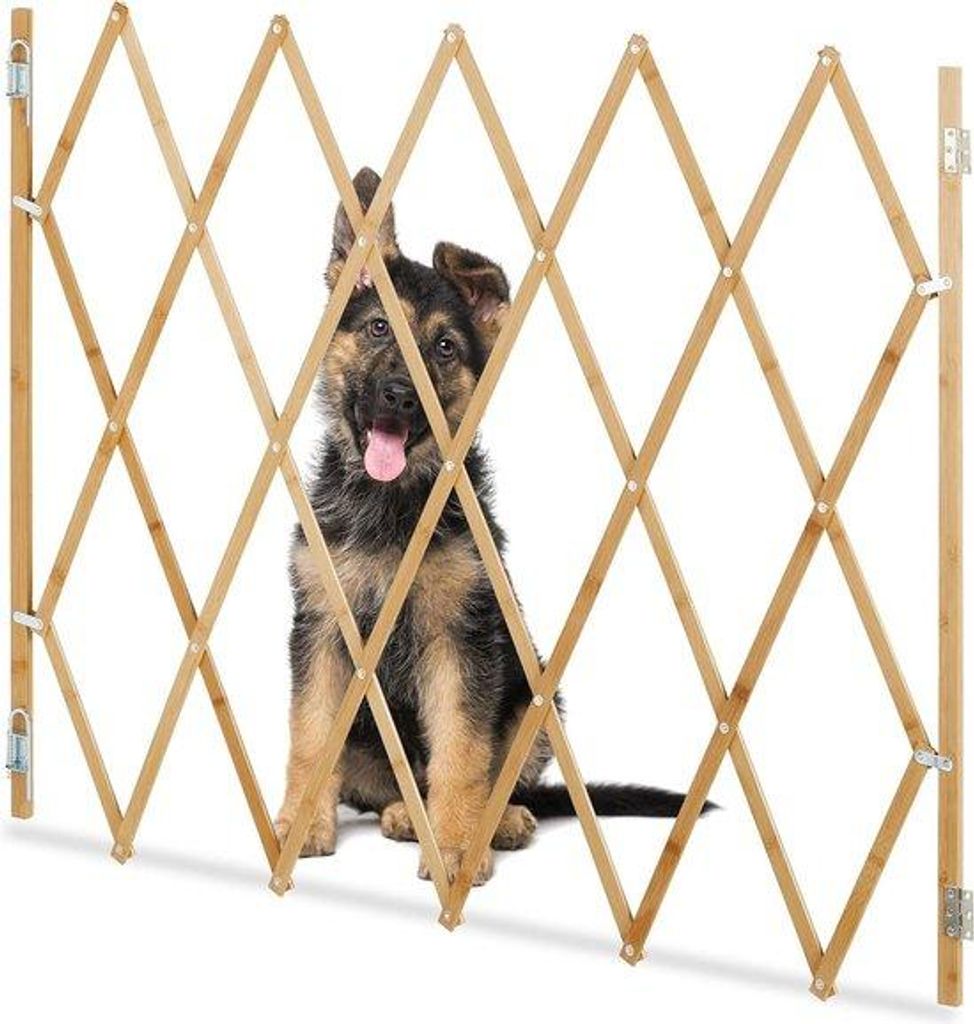 Bambus Hundezäun - 17-130 cm breit - 875-100 cm - sichere Trennwand vor Treppe und Tür - Natur