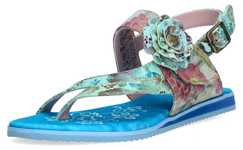 Laura Vita Damen Sandale Zehentrenner mit Blumenmuster Produktbild 
