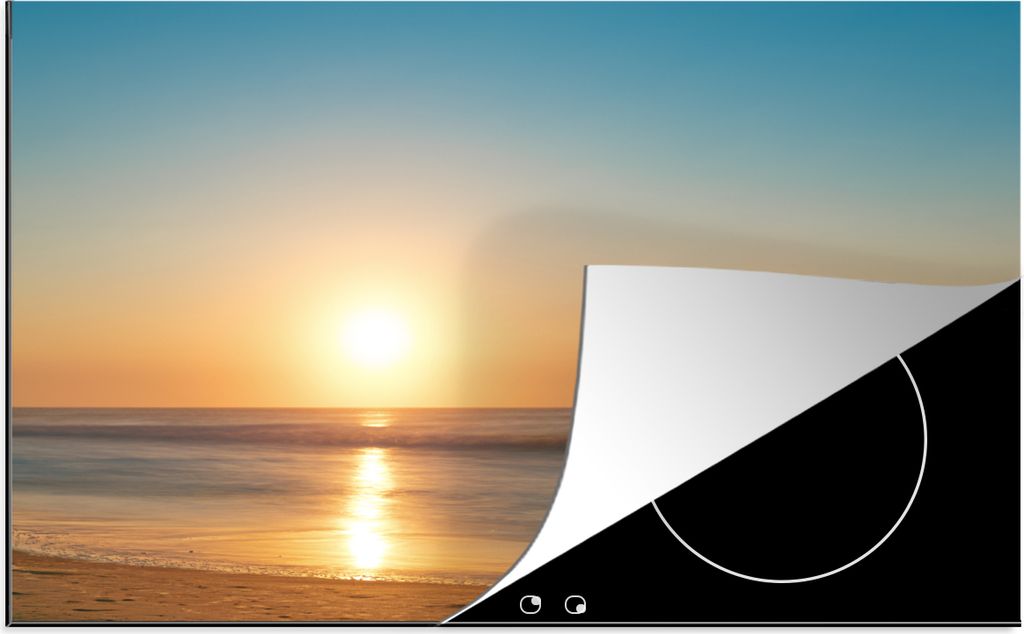 KitchenYeah Herdabdeckplatte Meer - Farben - Sonne , 81x52cm, Küche Deko, Ceranfeld Herdabdeckung, Abdeckplatte fùr Kochfeld