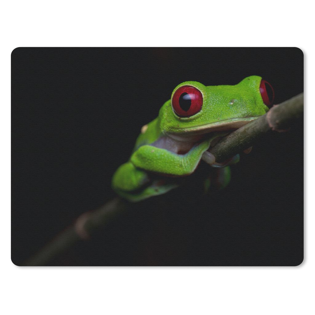 MuchoWow Mauspad Mousepad Rotäugiger Quecksilberfrosch auf schwarzem Hintergrund 40x30 cm - Mousepads - Maus Mat - Pad - Mausunterlage - Anti Ru...